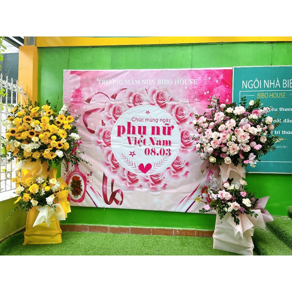 Phông nền chụp ảnh quốc tế phụ nữ ngày 8/3 cỡ lớn nhiều kích thước in bạt ngoài trời chống nước