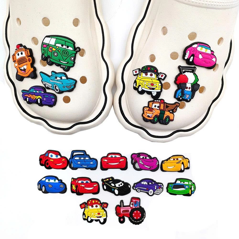 Charm gắn dép : Xe hơi họạt hình - Full bộ 20 chi tiết siêu hot hit- sẵn nút gắn - Charm oto gắn dép- Sticker oto