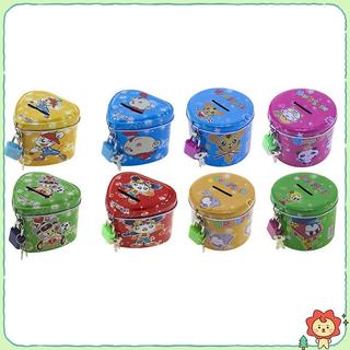 Hoạt Hình Dễ Thương Vuông Thiếc Kim Loại Heo Đất Tiết Kiệm Tiền Đồng Xu Hộp Tiền Đồ Chơi Trẻ Em Trẻ Em Quà Tặng Sinh Nhật 4 Màu Có Lo / Chìa Khóa Không