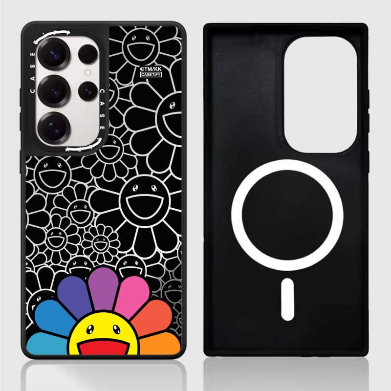 Ốp lưng CASECASE X SMILE (RAINDOW) Vỏ hút từ tính màu đen mờ cho gương Samsung Galaxy S26 S25 S24 S23 Ultra Plus Mặt sau cứng có hộp khắc logo