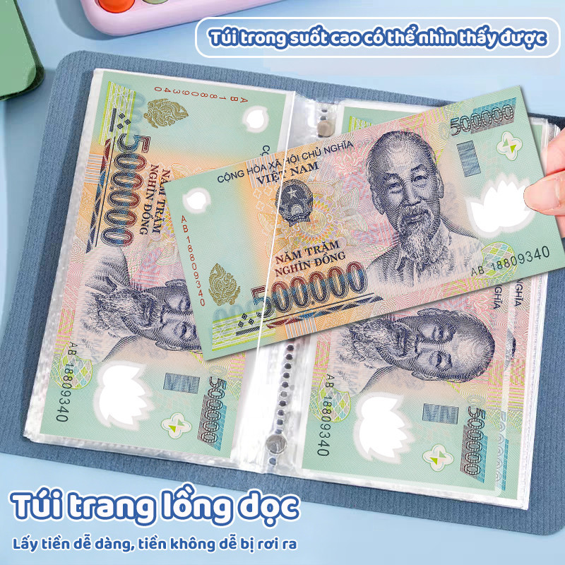 Sổ Tiết Kiệm Đựng Tiền 100 Trang Bìa Da Nhỏ Gọn – Sổ Để Tiền Gọn Gàng, Ghi Chép Chi Tiêu Rõ Ràng Khoa Học