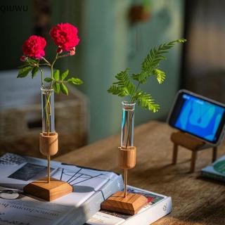 QIUWU Sáng Tạo Nhà Để Bàn Đồ Trang Trí Bình Gỗ Ống Kiểm Tra Thủy Tinh Trong Suốt Cây Thủy Canh Hoa Sắp Xếp.