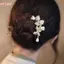 HFSHY Kẹp tóc hình chữ U handmade phong cách Hanfu, họa tiết hoa Lily of the Valley vintage dành cho nữ