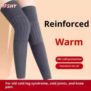 HFSHY - 1 cặp vớ chân ấm cashmere cao cấp và bàn chông đầu gối màu xám/đen