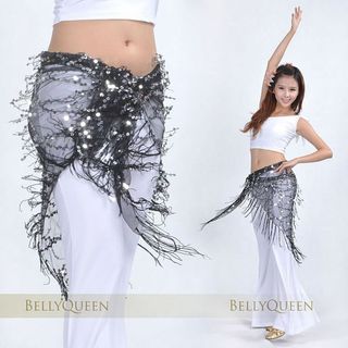 Bụng khiêu vũ với dây thắt lưng khăn tam giác tua rua, phù hợp cho người mới bắt đầu thực hành