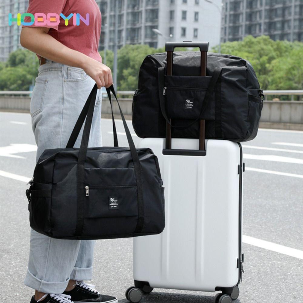 HOBBYIN Túi đựng hành lý cầm tay HOBBYIN, Túi tập thể dục dung tích lớn nhẹ, Túi xách Tote có thể gập lại