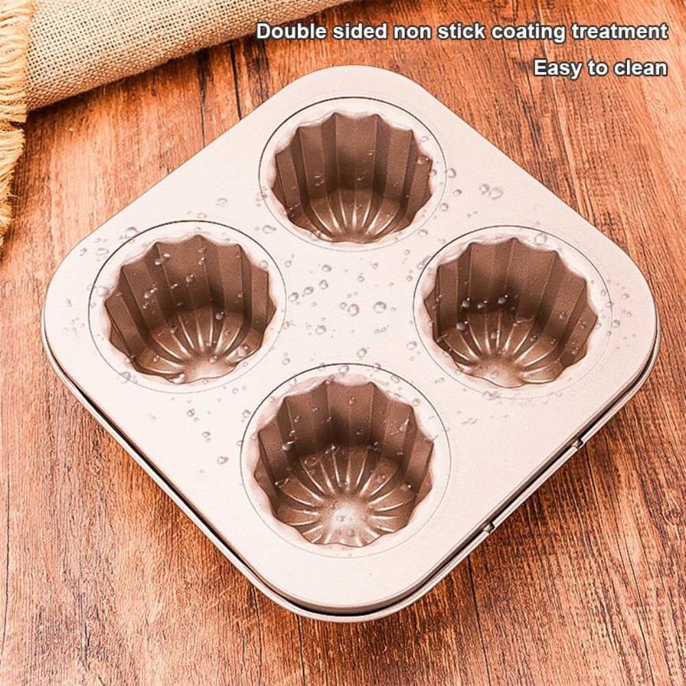 Khuôn Cannele JUIC, Chảo Cupcake khoang 4 / 6 / 9 / 12 bằng thép Carbon, Dễ dàng làm sạch hiệu quả truyền nhiệt cao Lớp phủ chống dính Muffin Khay làm Muffin