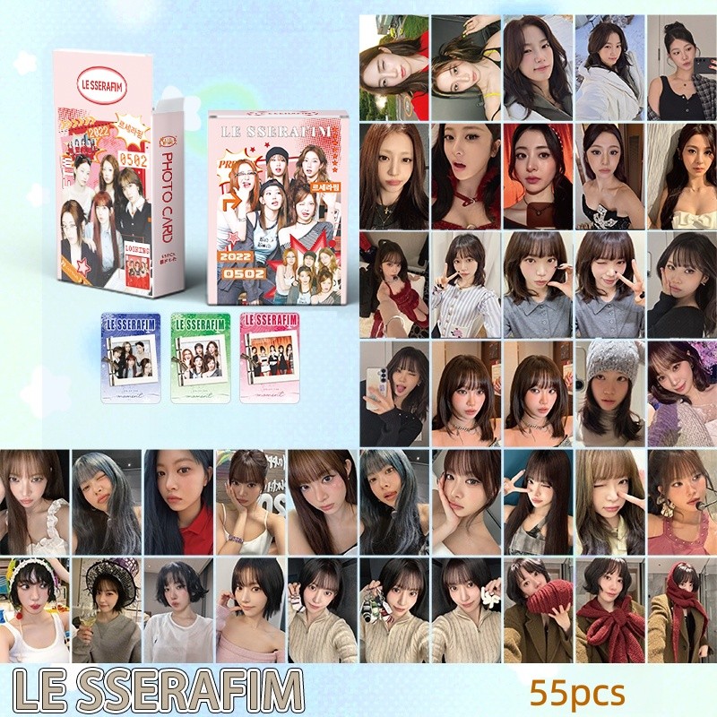 50-124 Chiếc LE SSERAFIM Laser HOLOGRAPHIC LOMO Thẻ Đêm Hoàn Hảo Dễ Dàng Album Sakura CHAEWON YUNJIN KAZUHA EUNCHAE Solo Photocards Lesserafim Hologram Bưu Thiếp YM