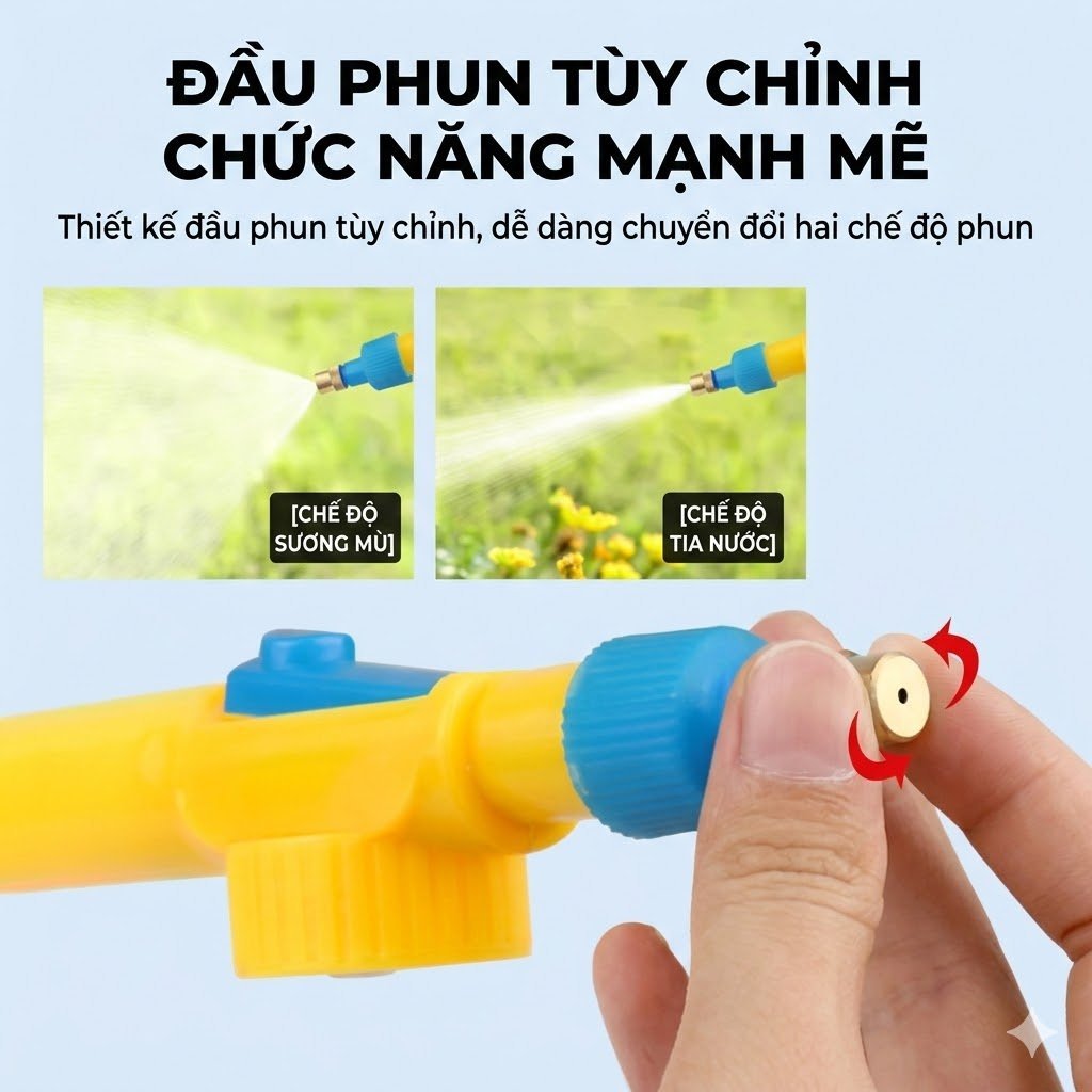Đầu Bơm Xịt Tưới Cây Khí Nén Lắp Chai Nhựa TVC-29 Tháp Xanh Vòi Phun Sương Mini, Bơm Tay Tưới Cây Cảnh