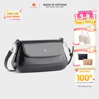 Túi Yuumy (Thời trang nữ phối nắp gập size 25 - Túi đeo chéo da Smooth YN252)