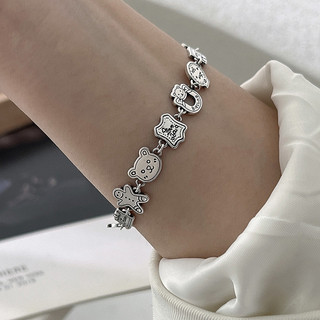 Vòng tay bạc S925 hình gấu bông cầm bánh gừng - Phong cách Hàn Quốc, trendy LJ0U