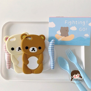 Ốp Điện Thoại Silicon 3D Rilakkuma Hoạt Hình Cho iPhone 17 16 15 14 Plus 13 12 11 Pro Max SE3 SE2 SE1 8 7 6S 5 5S 4 4S 2022 2020 2016 + Vỏ Sang Trọng Gấu Dễ Thương Mềm Chống Rơi Vỏ