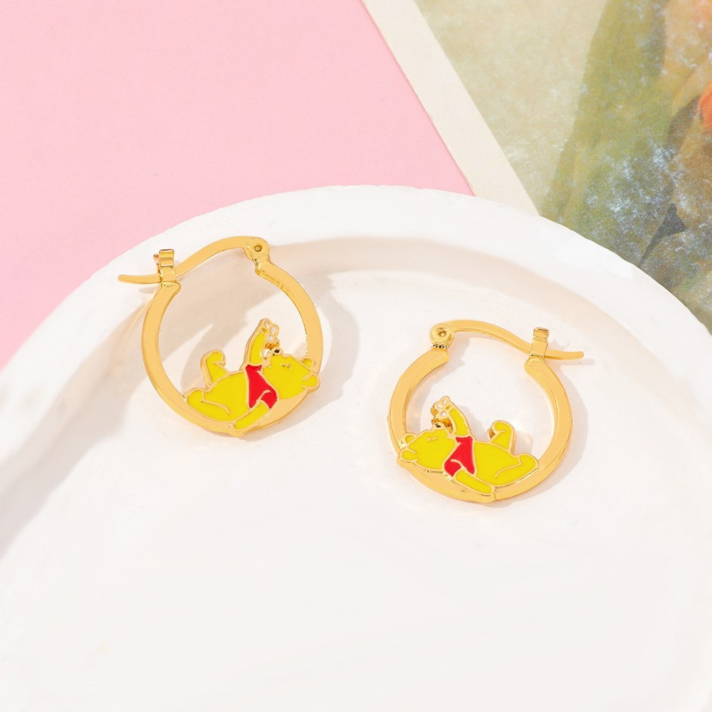 Hoạt Hình Winnie the Pooh Bông Tai Dễ Thương Niche Bông Tai cos Quần Áo Phụ Kiện Quà Tặng Bạn Gái