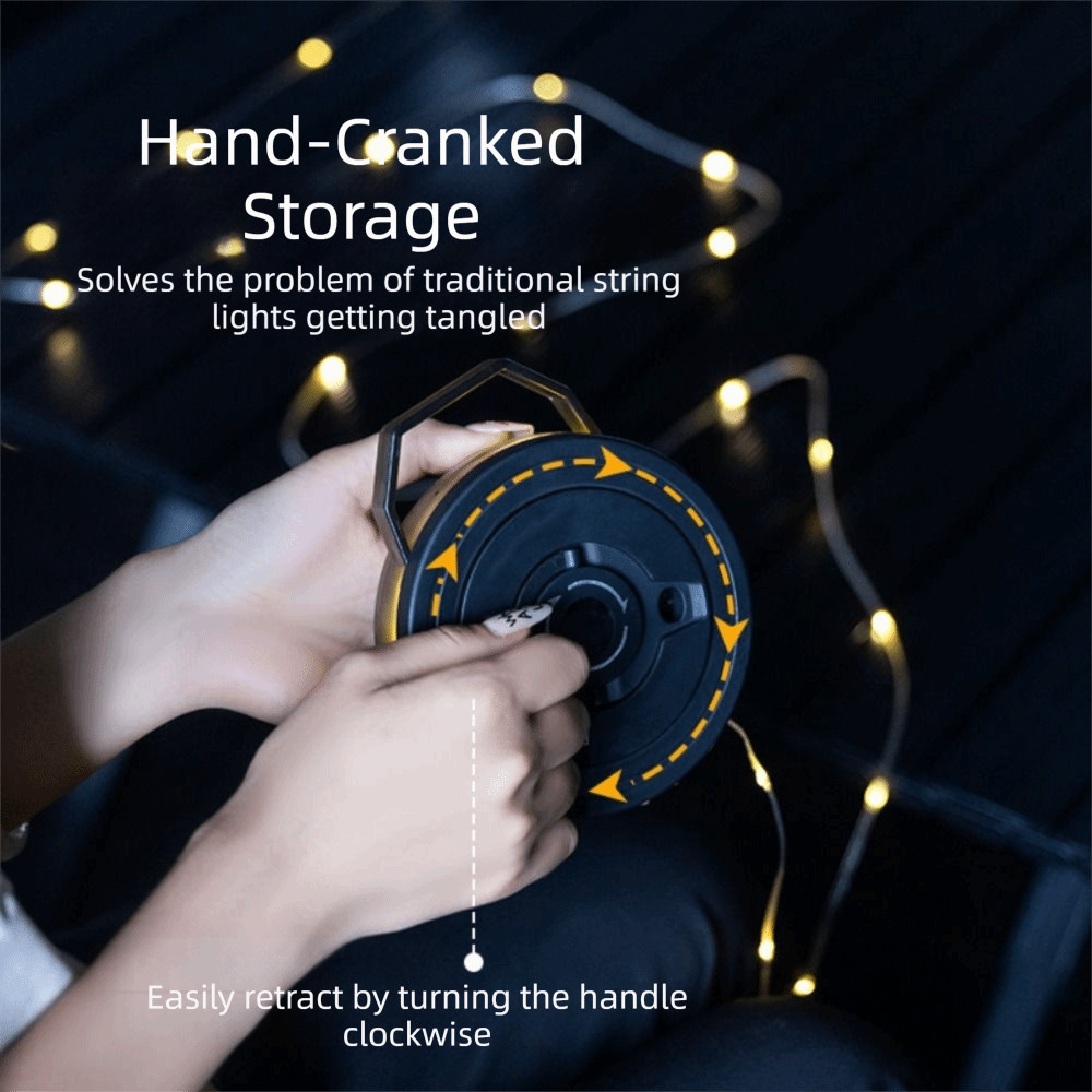 Đèn cắm trại SDEERCONCEPTNR LED dây ngoài trời, tay quay, nguồn tán, dải đèn, kèm băng đo