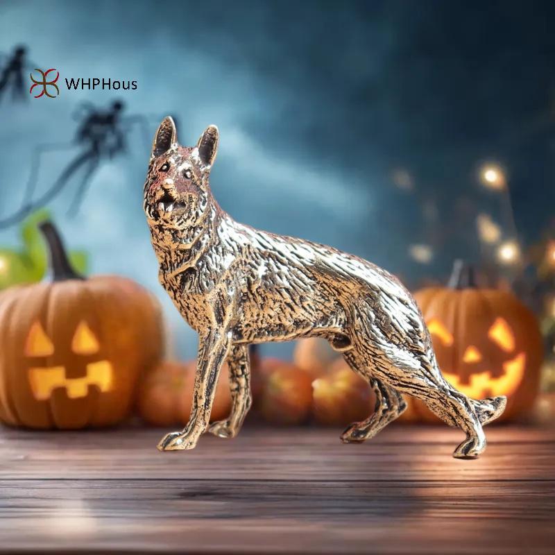 < WHPHous-t > Đồng cổ điển Luy Chó Thu Nhỏ Các Bức Tượng Nhỏ Để Bàn Đồ Trang Trí Nhỏ Đồng Sói Trà Thú Cưng Đồ Trang Trí Nhà Cửa Đẹp