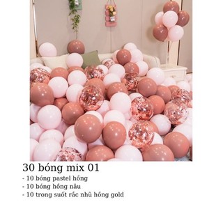 Set bóng bay trang trí phòng cưới tone màu hồng nâu sang trọng DF39