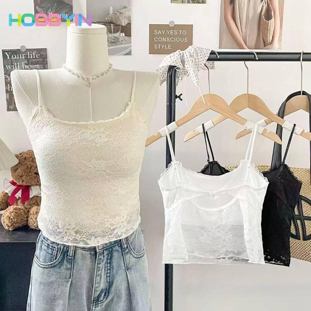 Hobbyin Beauty Back Bra - Kiểu dáng mùa hè với vải mỏng mát mẻ, thiết kế áo hai dây ren kiểu Pháp, miếng đệm ngực thời trang
