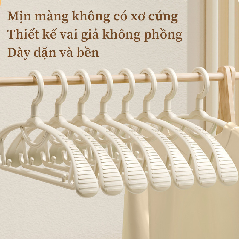 Set 10/20 Móc Treo Quần Áo Cao Cấp Chống Trượt - Thiết Kế Vai Rộng Dày Dặn, Giữ Form Áo Tốt, Tiện Dụng Cho Gia Đình