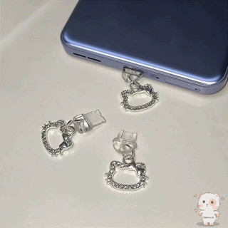 【Chamvn】mặt dây chuyền hình mèo Nút bịt lỗ cắm điện thoại hình mèo dễ thương bằng hợp kim đính đá nút bịt lỗ cắm cổng