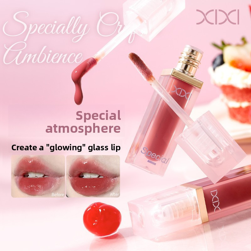 Xixi Son Bóng Thạch Căng Mọng Dưỡng Ẩm Bóng Gương Không Bết Dính Lên Màu Tự Nhiên Lâu Trôi D807