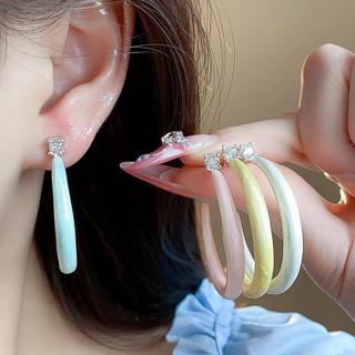 Bông tai hình chữ C nhỏ giọt zircon phong cách Hàn Quốc, thiết kế đơn giản, nữ tính