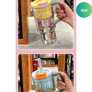 Ly Uống Nước Có Ống Hút Và Nắp Chống Tràn Dung Tích Lớn, Cốc Nước Có Tay Cầm 4 Màu – Gia Dụng Alulu