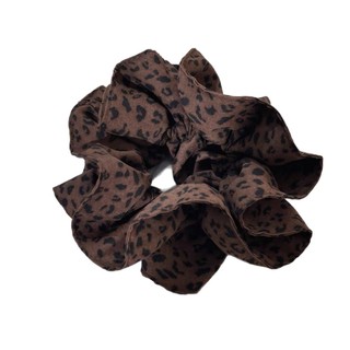 Dây buộc tóc retro da báo scrunchy cao su đầu hoa, phong cách mới cho thu đông