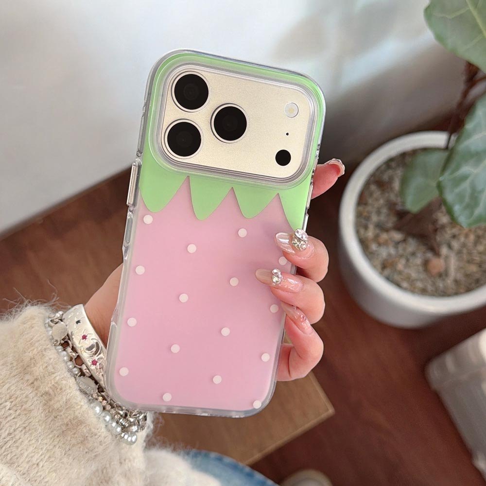 Ốp Lưng Cứng Tương Thích Với iPhone 13 14 14Pro 14ProMax 15 15Pro 15ProMax 16 16Pro 16ProMax 17 17Pro 17ProMax Ốp Họa Tiết Dâu Đỏ