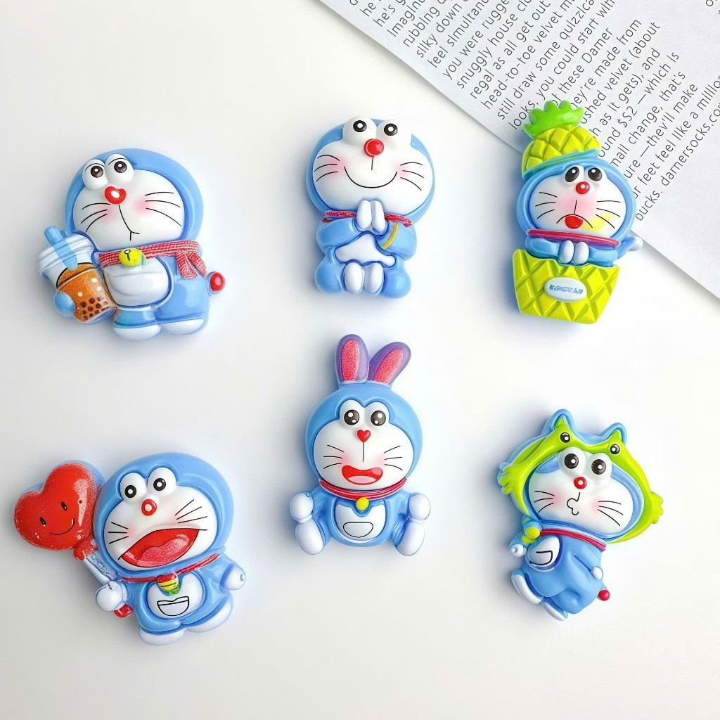 Set Charm Mèo Máy Doraemon xanh Cosplay Cute – 6 Charm Kawaii Trang Trí Dép Hot Trend
