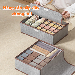 Hộp Vải Đựng Đồ Lót Có Nắp Đậy Gập Gọn, Hộp Đựng Quần Lót Tất Vớ Chất Liệu Vải Không Dệt