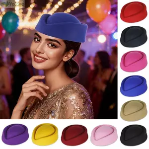 Mũ YOLOGO Top, Mũ tiếp viên lõm cổ điển kiểu Anh, Mũ nồi nỉ trang trọng chắc chắn cho bữa tiệc
