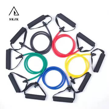 Dây kéo kháng lực SKJK, Dây kéo Yoga đàn hồi 5 cấp độ, Dây kháng lực Đa chức năng Đơn sắc có tay cầm Tập luyện sức mạnh kháng lực thể dục