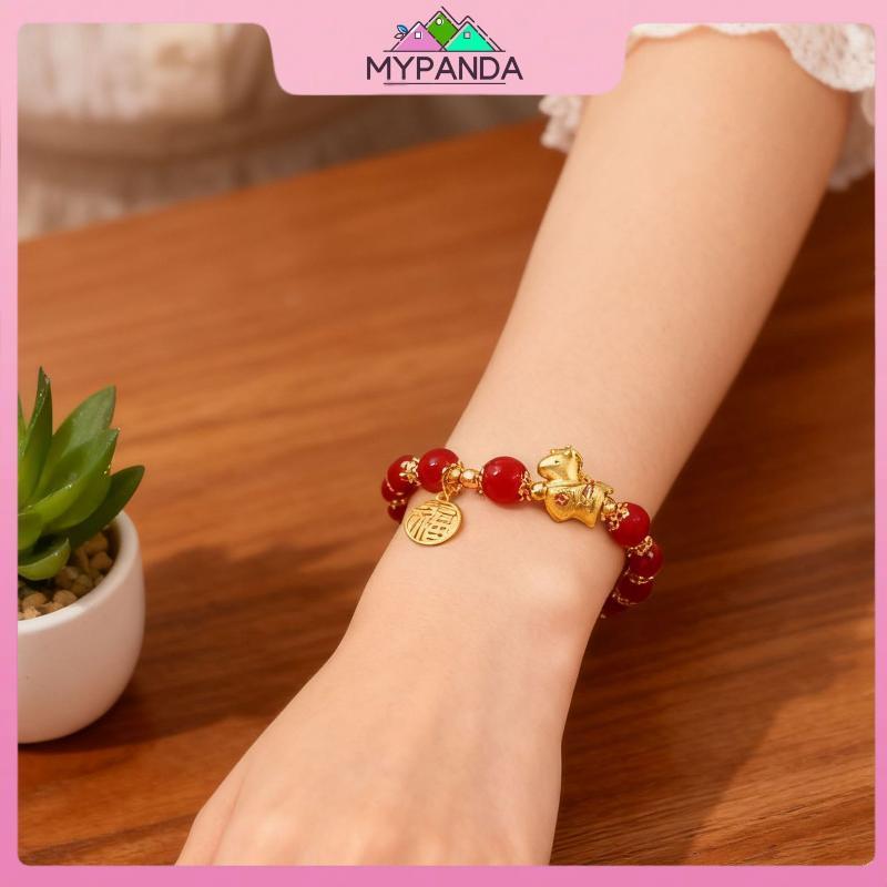 Vòng tay hạt ngựa màu đỏ điều chỉnhsize, thiết kế thanh lịch và quyến rũ - quà tặng hoàn hảo