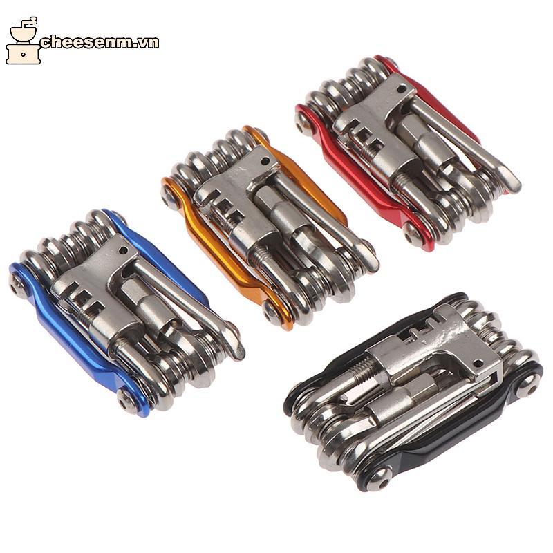 Cheenm Multitool - Bộ dụng cụ sửa chữa xe đạp 11 trong 1, bao gồm dây xích, lục giác, cờ lê và tua vít