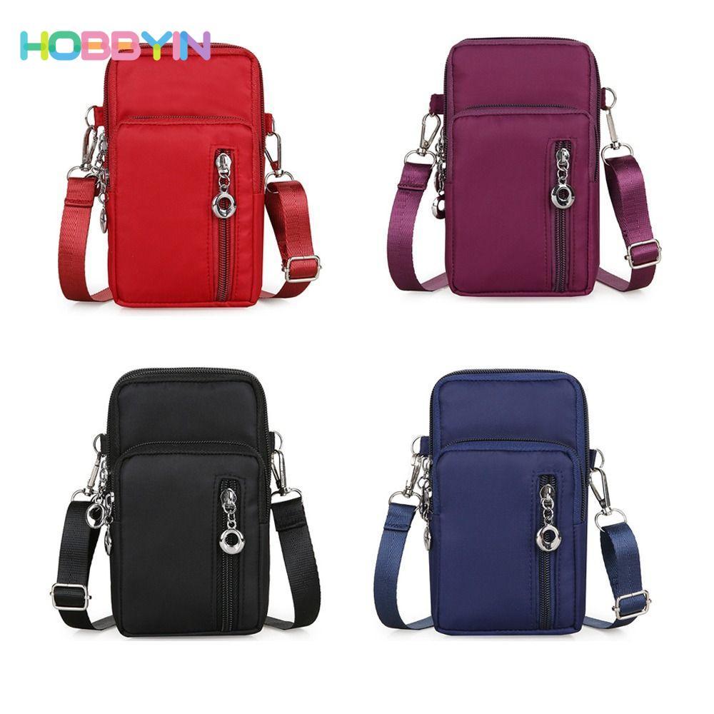 HOBBYIN Túi đeo chéo điện thoại di động HOBBYIN, Túi đeo vai đa chức năng chống mài mòn, Túi đựng điện thoại Mini Nylon thông thường sáng tạo