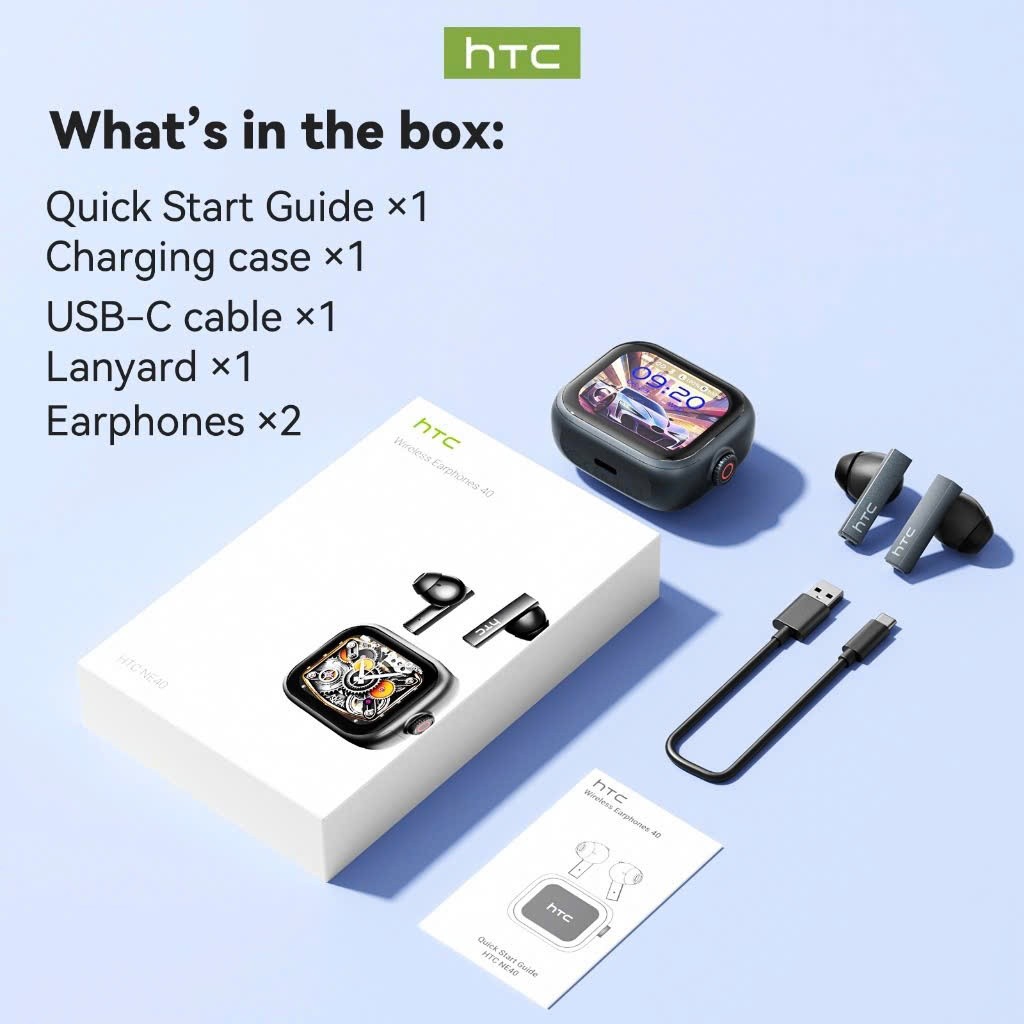 [HỎA TỐC HCM] Tai Nghe True Wireless Phiên dịch 134 ngôn ngữ HTC NE40 | Có màn hình LED Tiếng Việt | Nút vặn | BigBuy360 - bigbuy360.vn