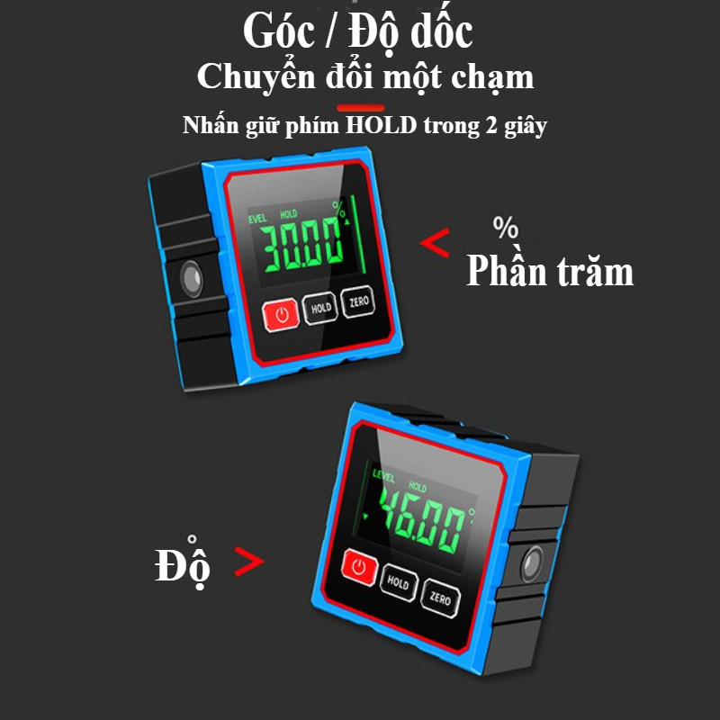 Máy Đo Góc Nghiêng Laser Kỹ Thuật Số-Laser chữ thập,Có Nam Châm Gắn Kim Loại,Màn Hình LCD Sắc Nét,Phiên bản nâng cấp