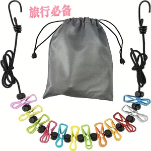✪Sáng Tạo Ngoài Trời Co Giãn Thắt Lưng Định Vị Khóa Kẹp Quần Áo Phiên Bản Hàn Quốc Với Kẹp Chống Gió 12 Kẹp Quần Áo UQZI