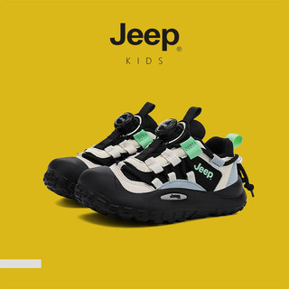 JEEP Giày thể thao trẻ em lưới thoáng khí xoay nút nhẹ, phù hợp chạy bộ thường ngày cho bé trai và bé gái xuân thu.