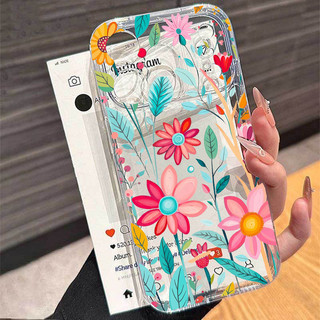 Vỏ hoa hoa thời trang dành cho IPhone 17 15 16 Pro Max 16E 16 Plus 17 Air Trong suốt Chống rơi Retro Nghệ thuật Thời trang Hàn Quốc Vỏ đơn giản