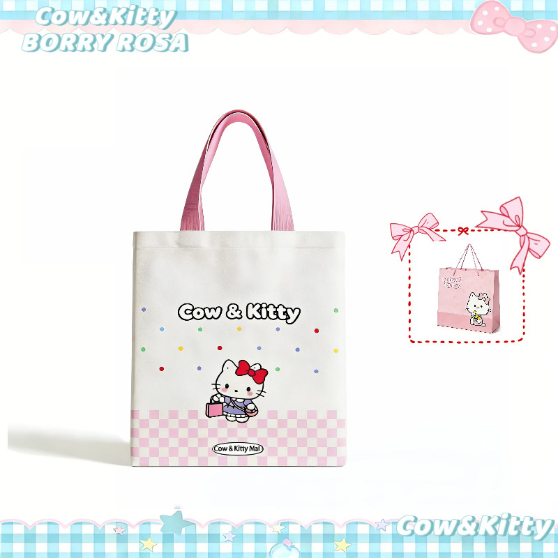 Túi vải canvas Cow&Kitty/BORRY ROSA Túi đeo vai dung tích lớn Túi vải ...