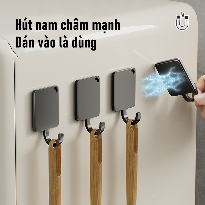 Móc Treo Từ Tính Lực Hút Cực Mạnh - Móc Dán Tường, Móc Treo Nhà Bếp, Gắn Tủ Lạnh, Chịu Lực Tốt