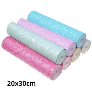 Vải da nhân tạo MKYCO, bột lấp lánh Chunky PVC, đồ thủ công DIY 20x30cm, phụ kiện túi xách giả da nhiều màu