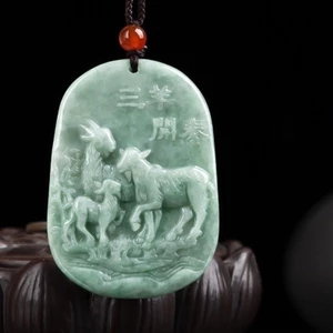 Mặt Dây Chuyền Ngọc Jadeite Phong Cách Mới với Hình Cung Hoàng Đạo Cừu