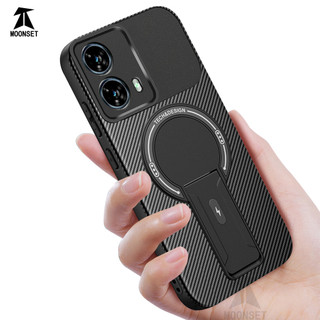 Dành Cho Motorola Moto Edge 50 Fusion / G96 5G Ốp điện thoại Sợi Carbon Kết Cấu Từ Tính Cứng Có Chân Đế Mềm TPU Edge Chống Sốc Mỏng Bao