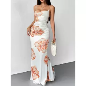Váy dây gợi cảm in hình kỳ nghỉ, thiết kế slim-fit, phù hợp cho những ngày hè