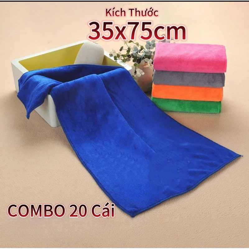 Set 20 kKhăn gội đầu 35x75 Microfiber Thấm Hút Tốt, Không Xổ Lông - Tiệm Nails, Tiệm Tóc