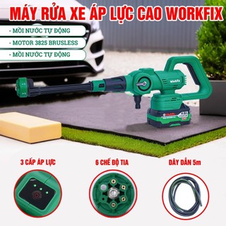 Máy Rửa Xe Không Dây WORKFIX WF-PW3825BL, 3 Mức Chỉnh Tốc Đô - Không Chổi Than