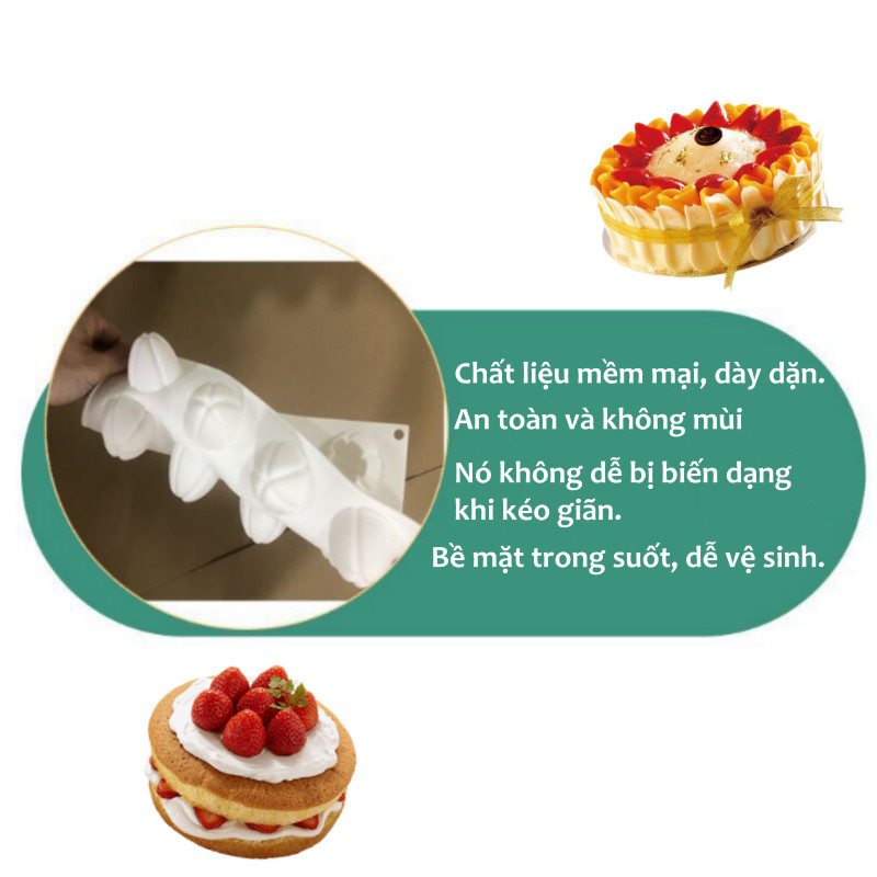 Khuôn Làm Bánh Mousse Charlotte-Silicon Thực Phẩm Cao Cấp, Kết Cấu Cuộn Dây Chịu Nhiệt, Tái Sử Dụng