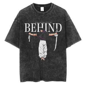 Áo thun 100% cotton, giặt kiểu Mỹ - phong cách retro - in họa tiết Jujutsu Kaisen - thời trang và hợp xu hướng.